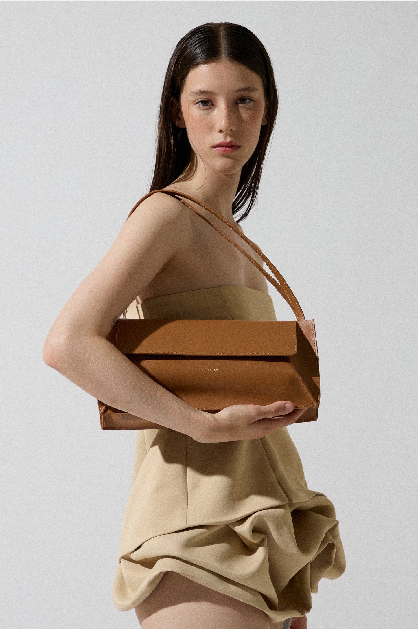 Beige Semi-Satin Volume Mini Dress