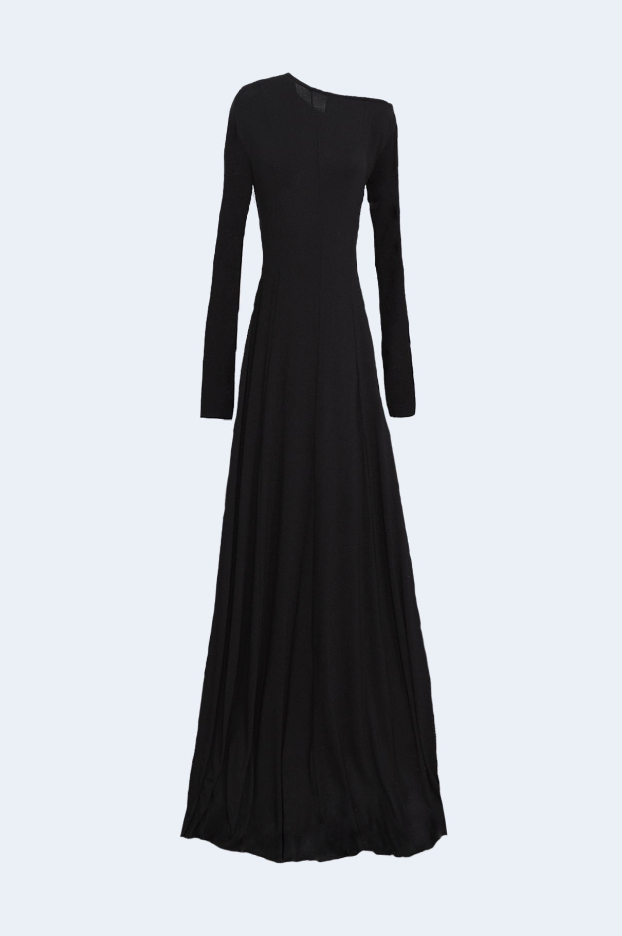Vestido Negro Punto Asimétrico Largo