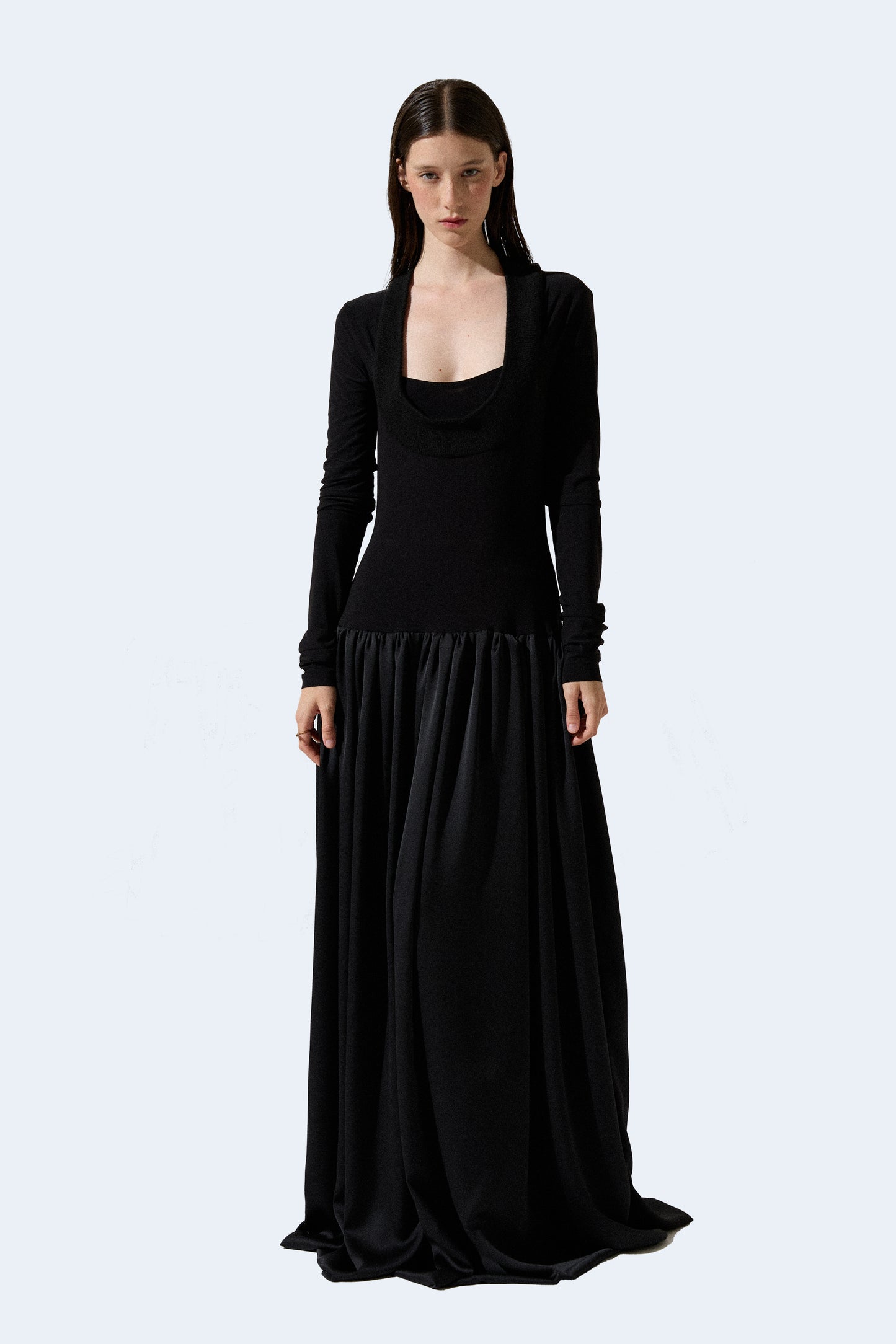Black Satin Long Dress