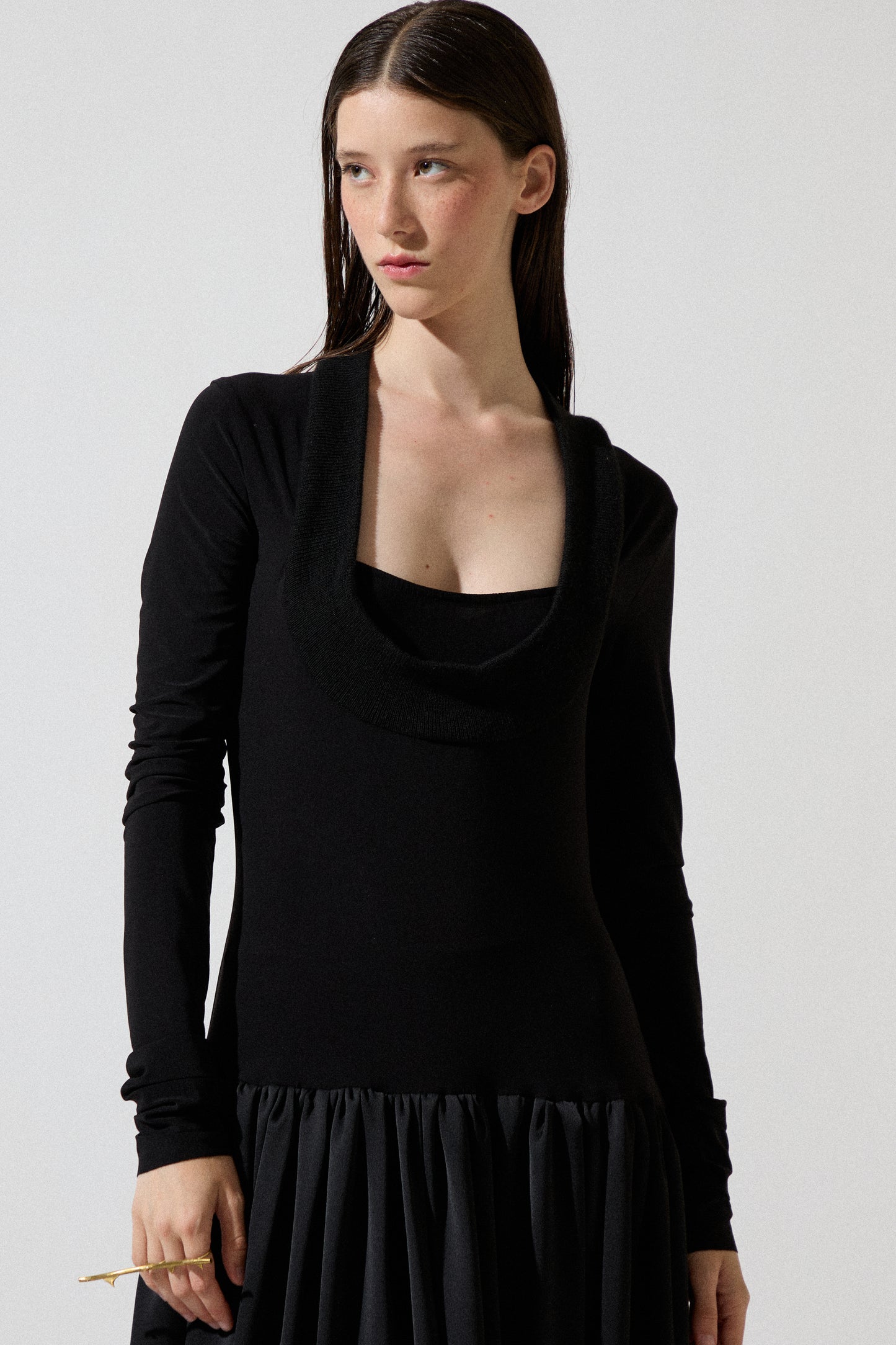 Black Satin Long Dress