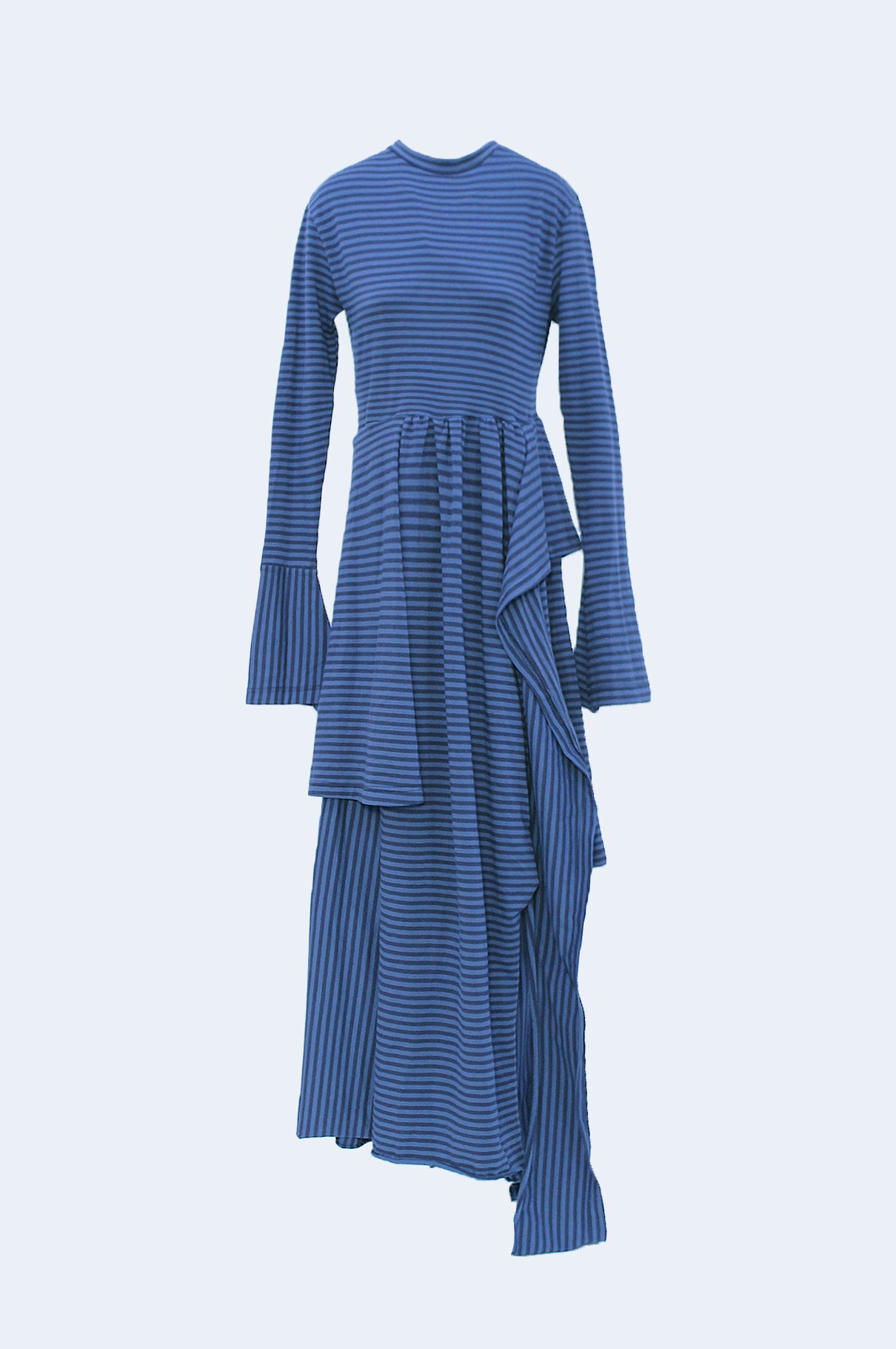 Vestido rayas azul asimétrico