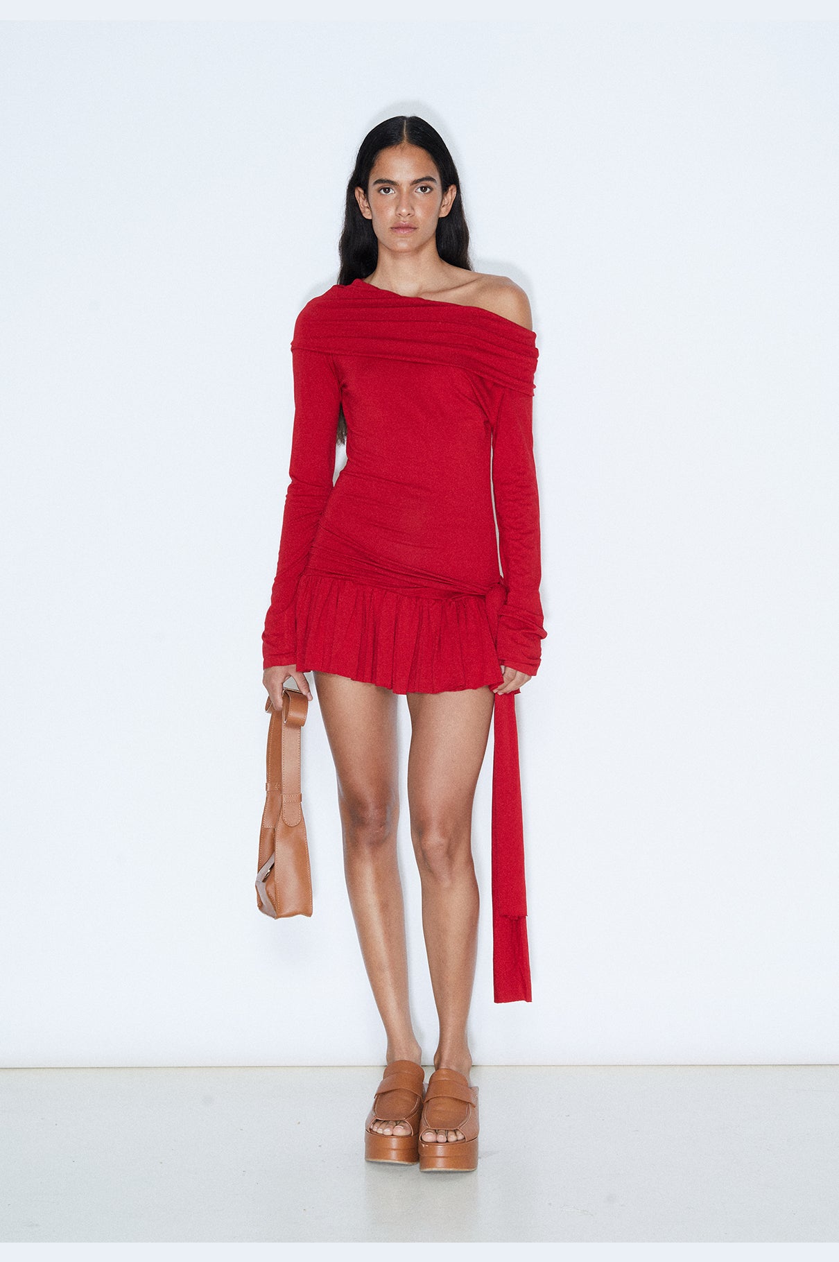 Red Ruched Mini Dress