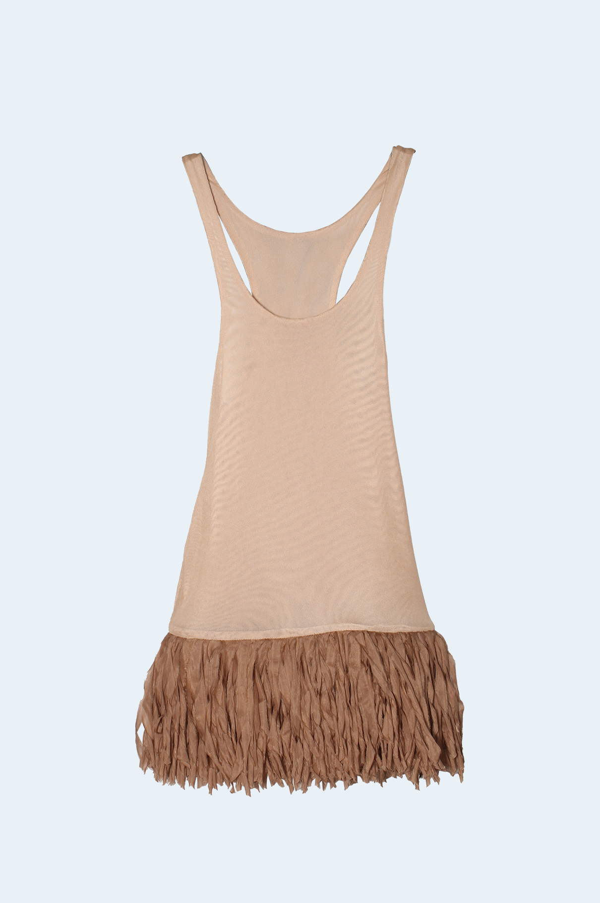 Nude Dress With Silk Fringes