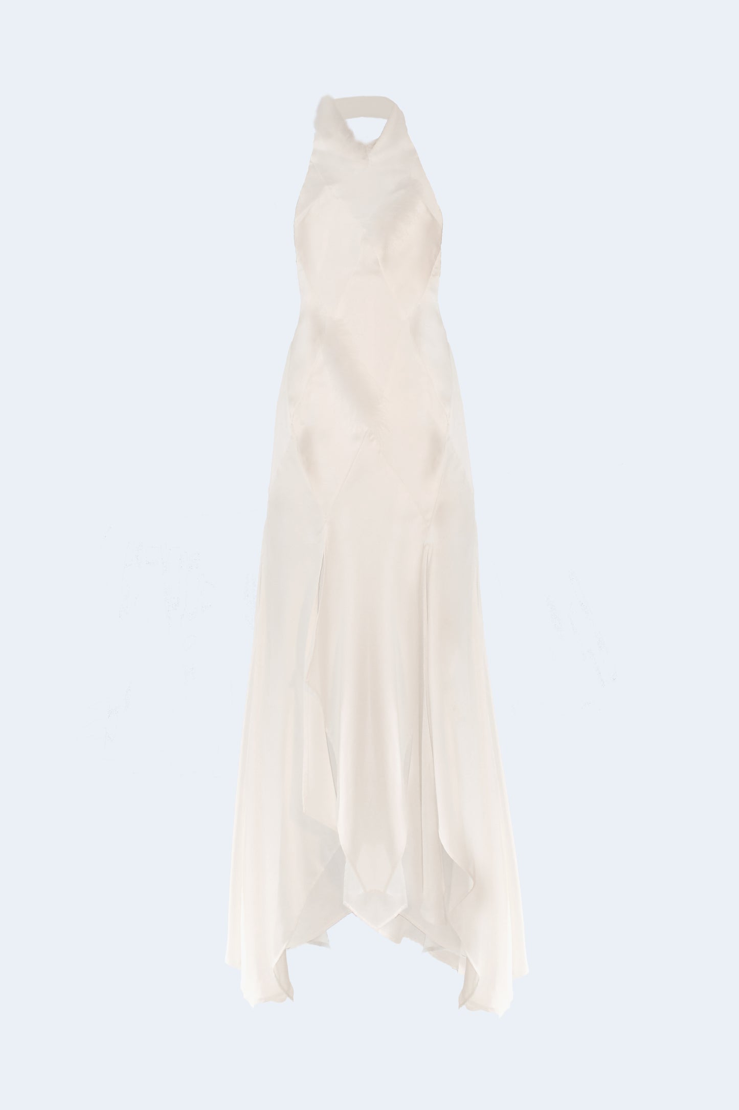 White Satin Midi Dress with feathers