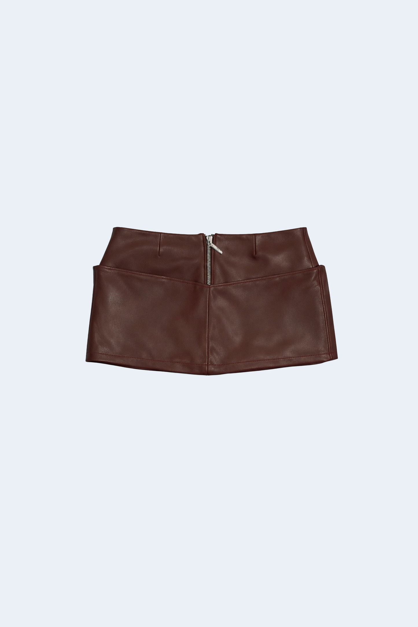 Brown leather miniskirt with belt