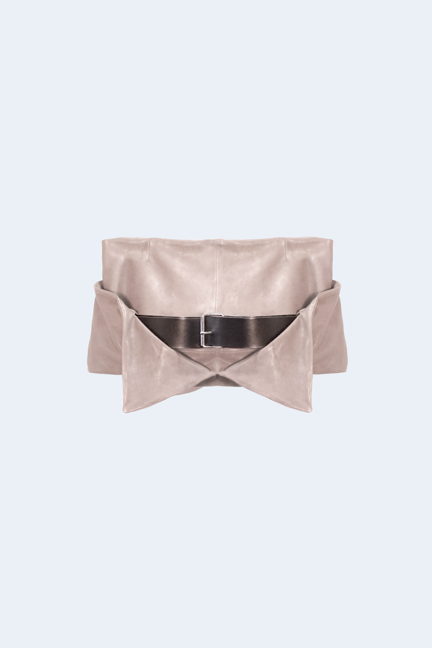 Ecru leather mini skirt with belt