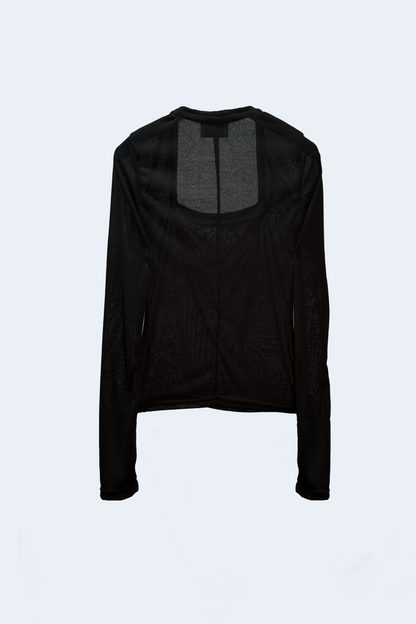 Black semitransparent knit blouse