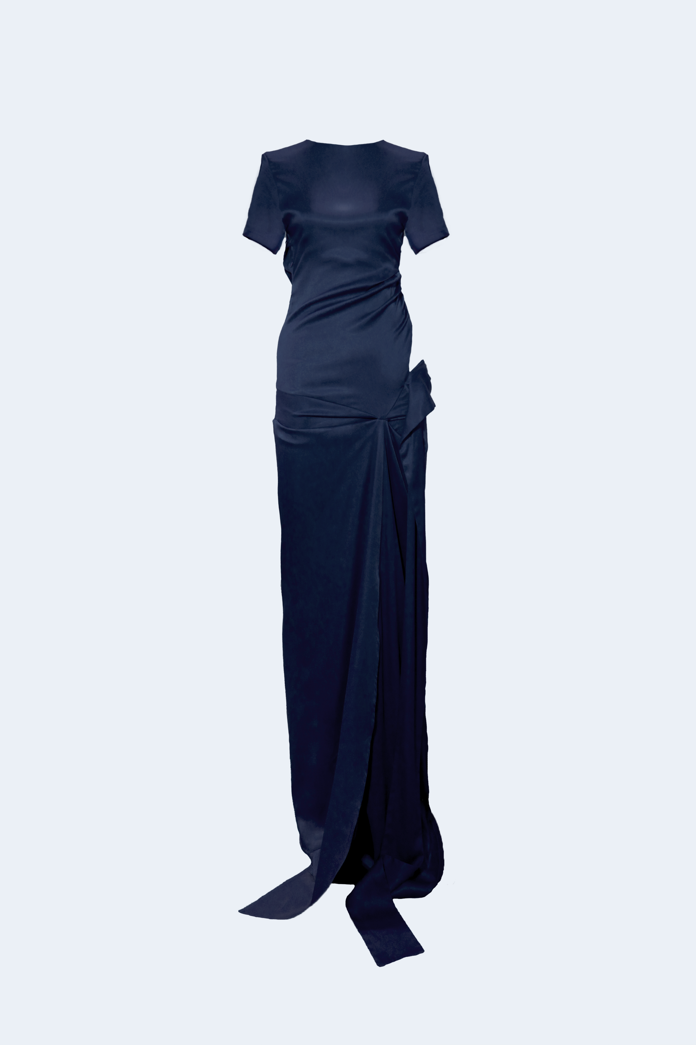 Blue asymmetrical knit long dress