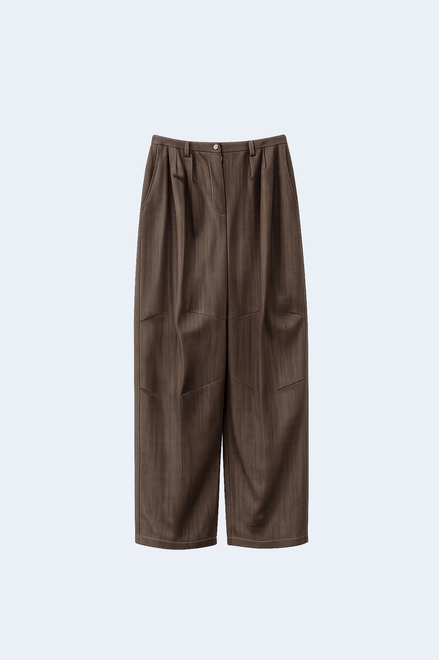 Brown volume denim long pants