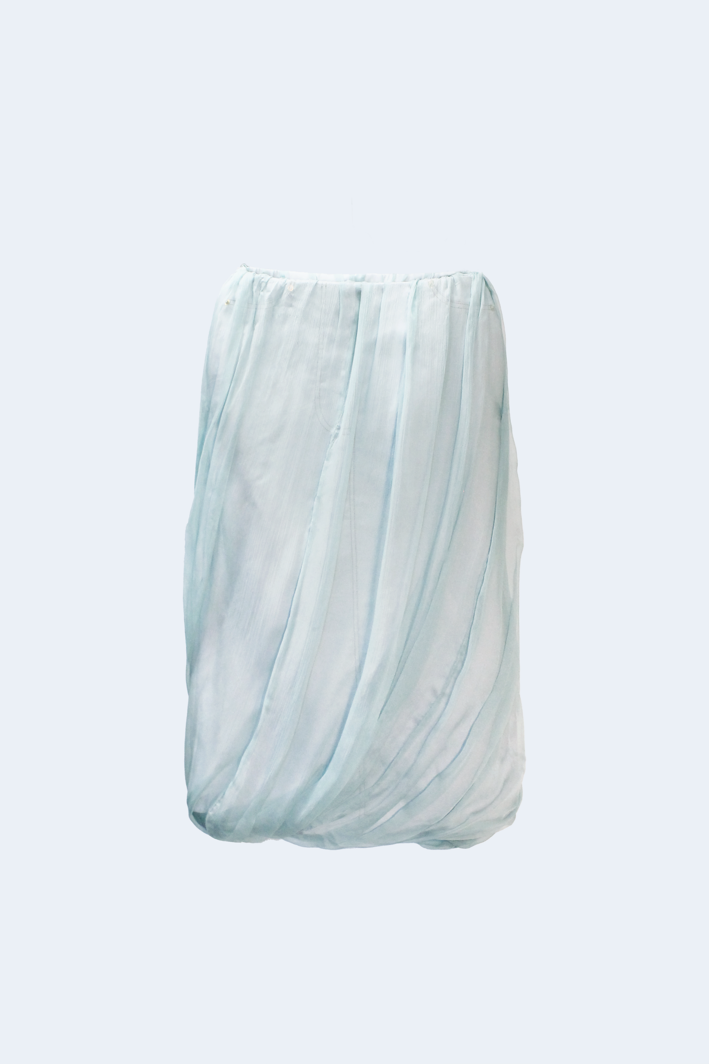 Blue soft gauze midi skirt
