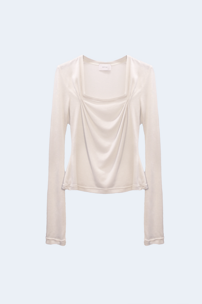 Beige soft knit blouse