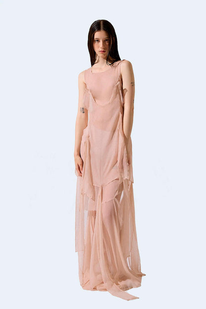 Light pink Silk Long Dress