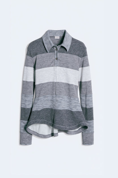 Grey Knit Polo Jumper