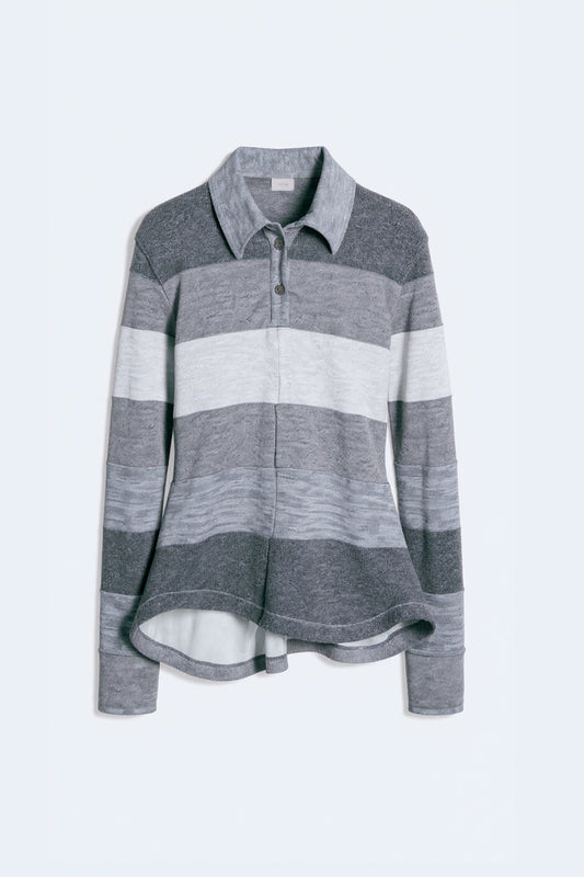 Grey Knit Polo Jumper