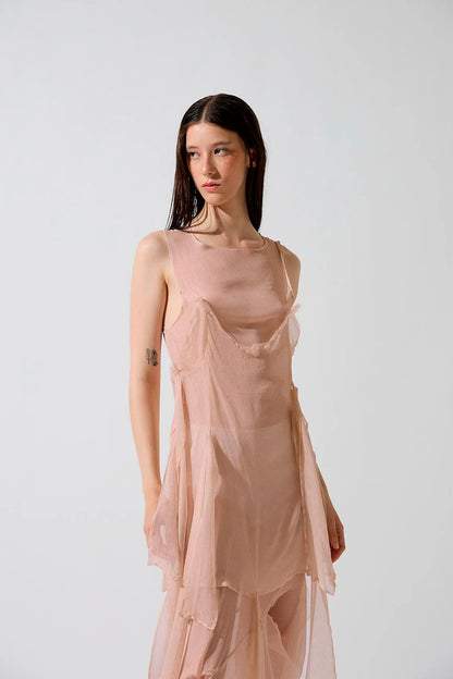 Light pink Silk Long Dress