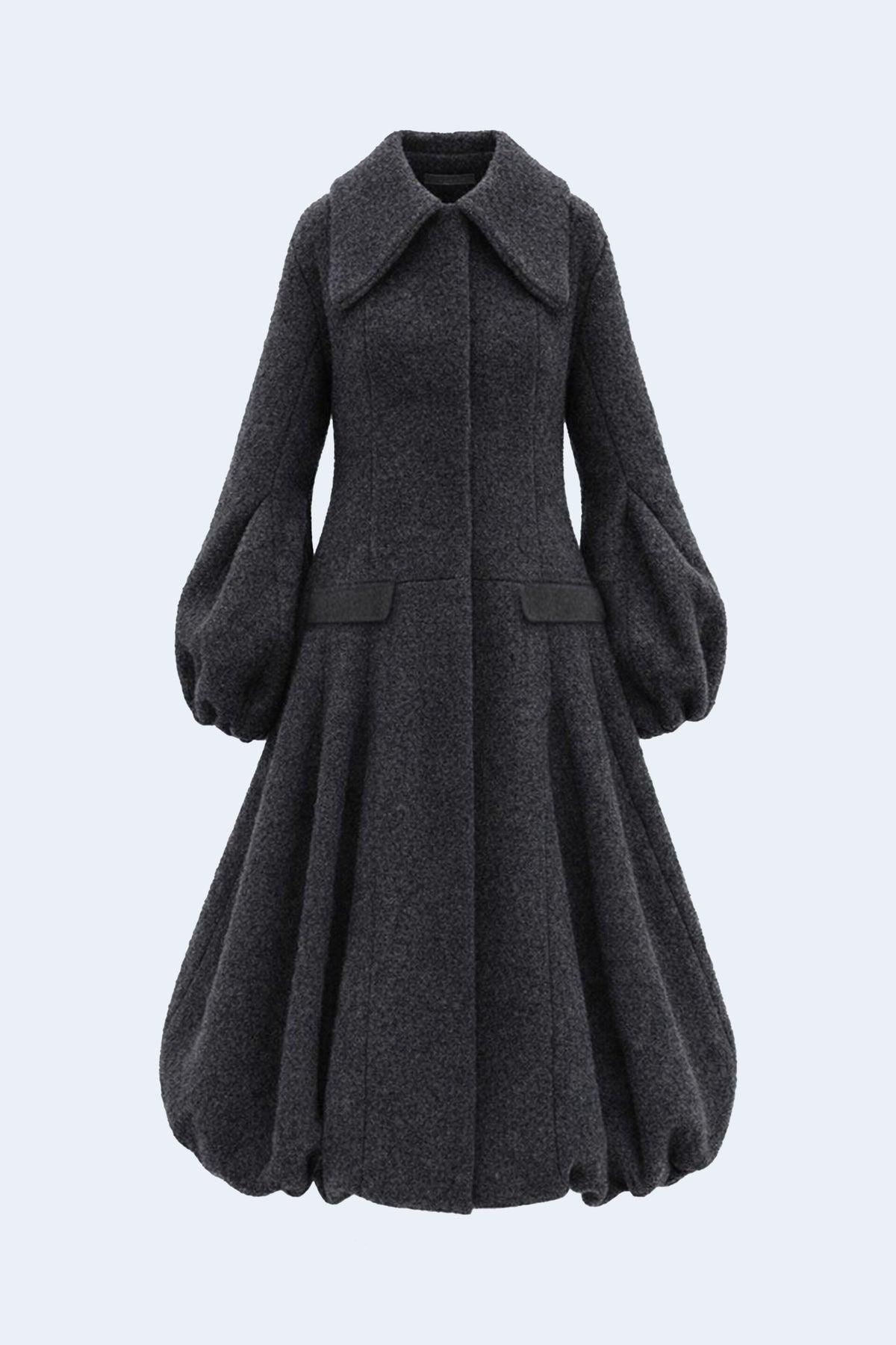 Black Wool Volume Coat
