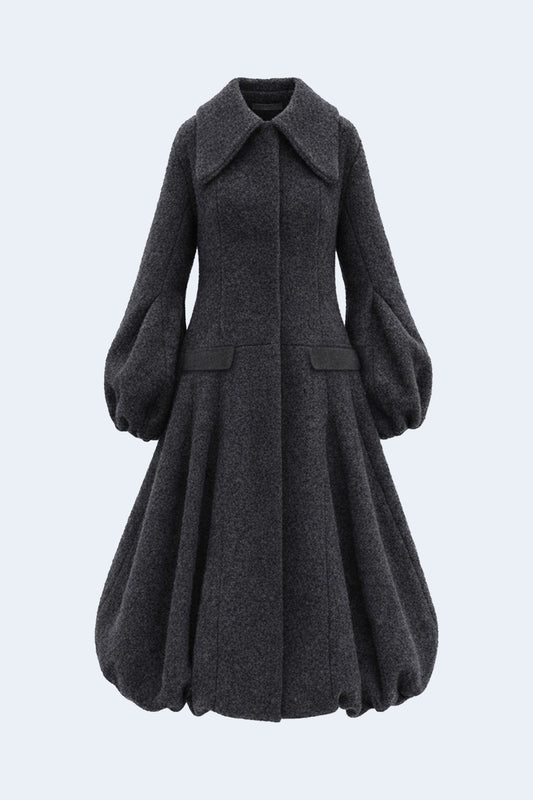 Black Wool Volume Coat