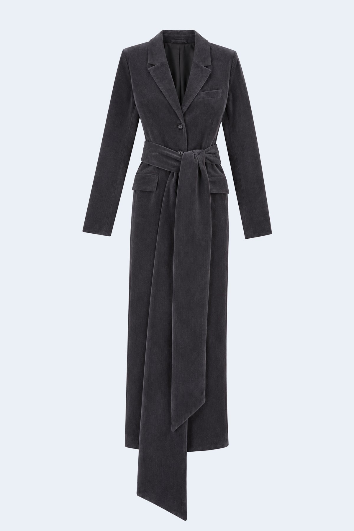 Grey corduroy long fitted coat