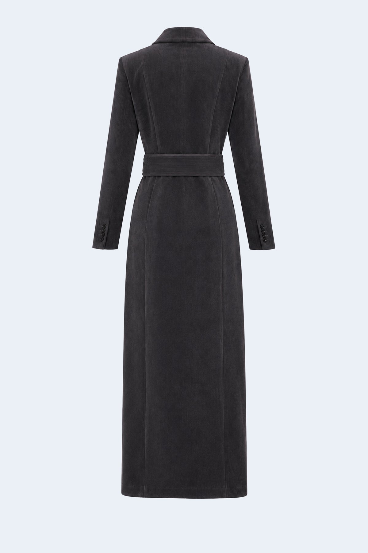 Grey corduroy long fitted coat