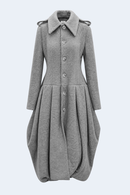 Grey Long Volume Coat