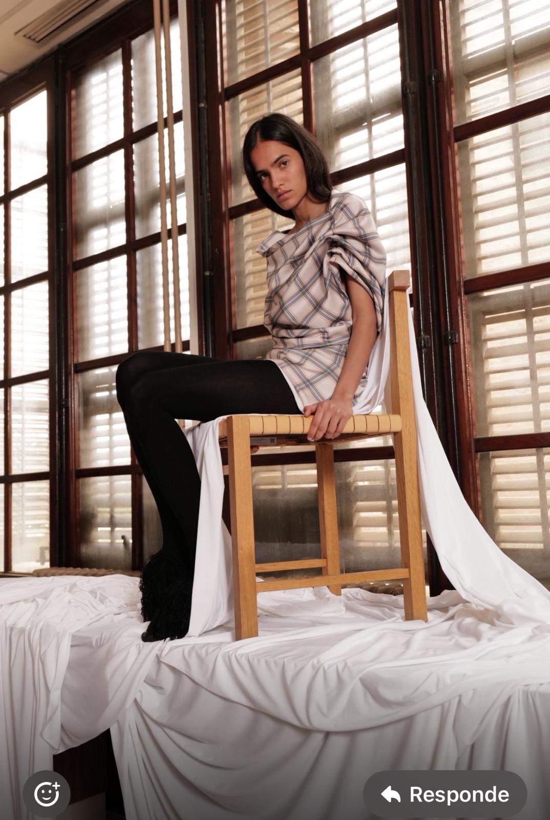 Plaid Satin Volume Mini Dress / Preorder