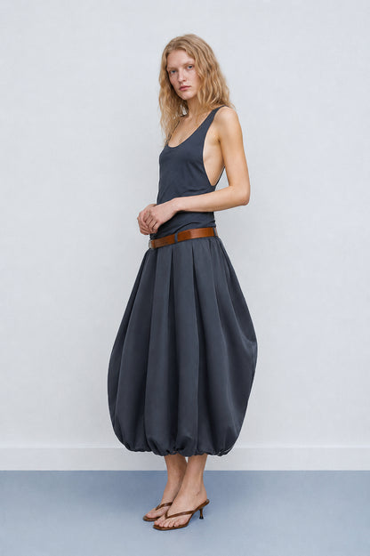 Dark Grey Long Volume dress