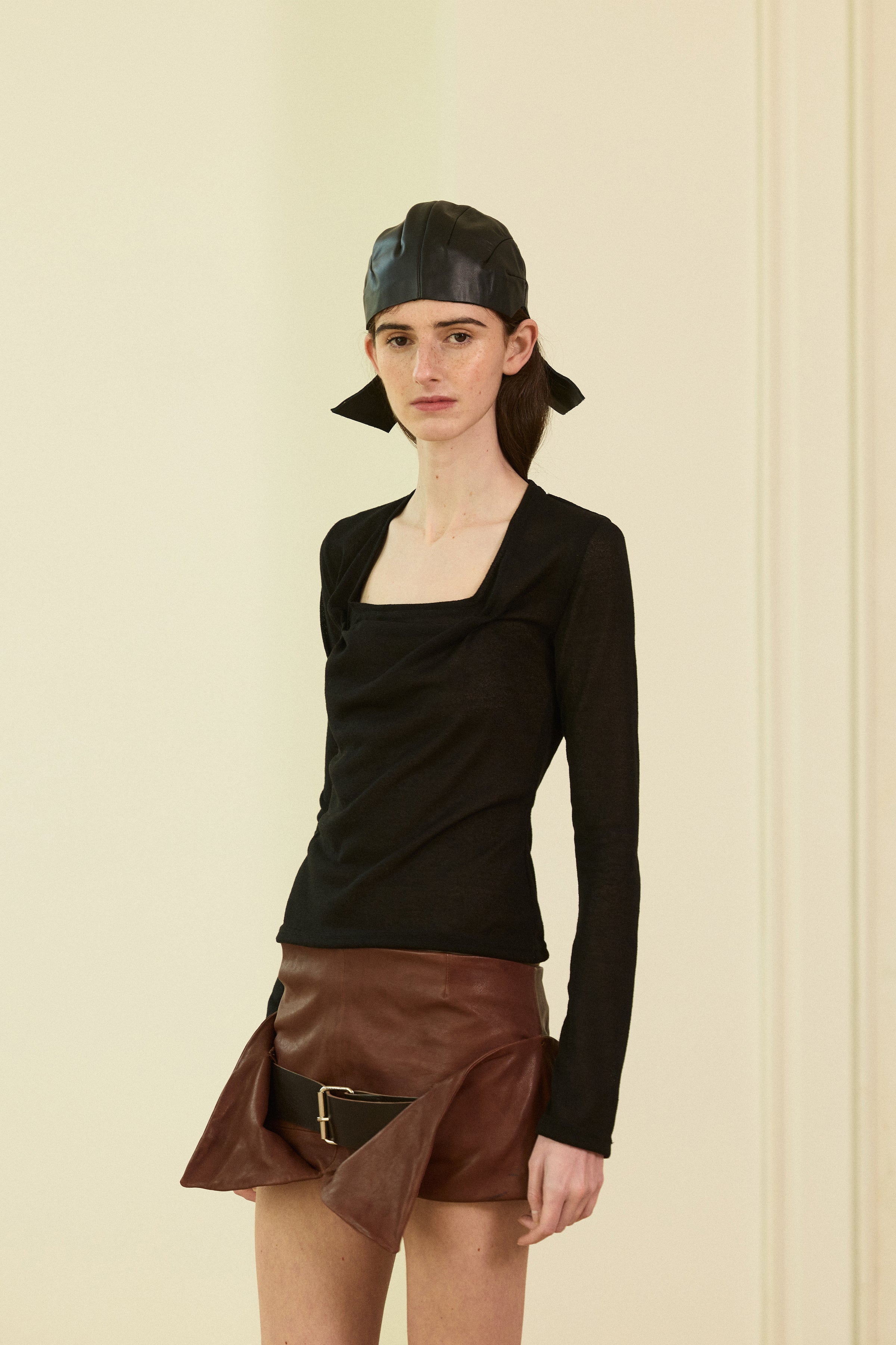 Black semitransparent knit blouse