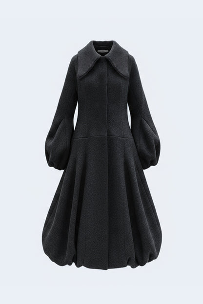 Black Wool Volume Coat