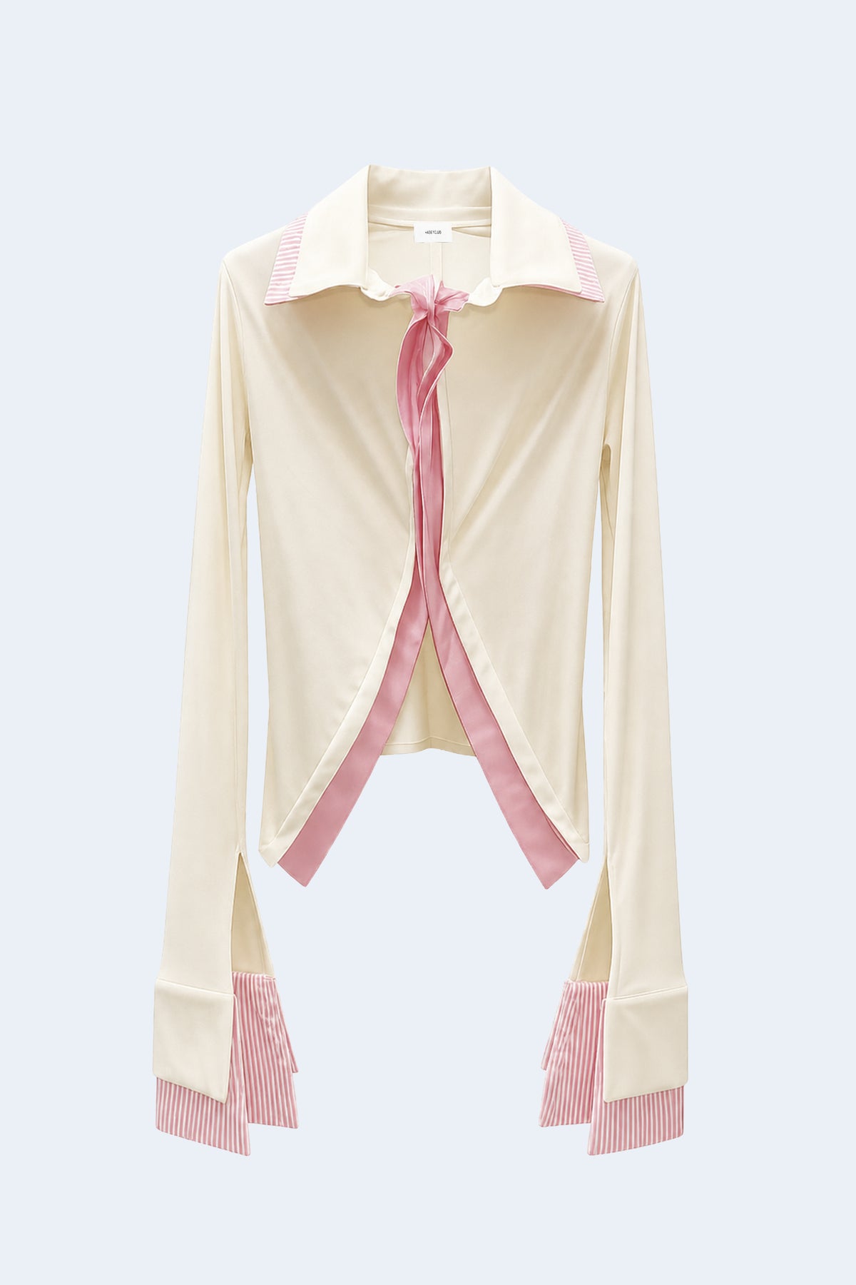 White Fitted double-layered knit shirt