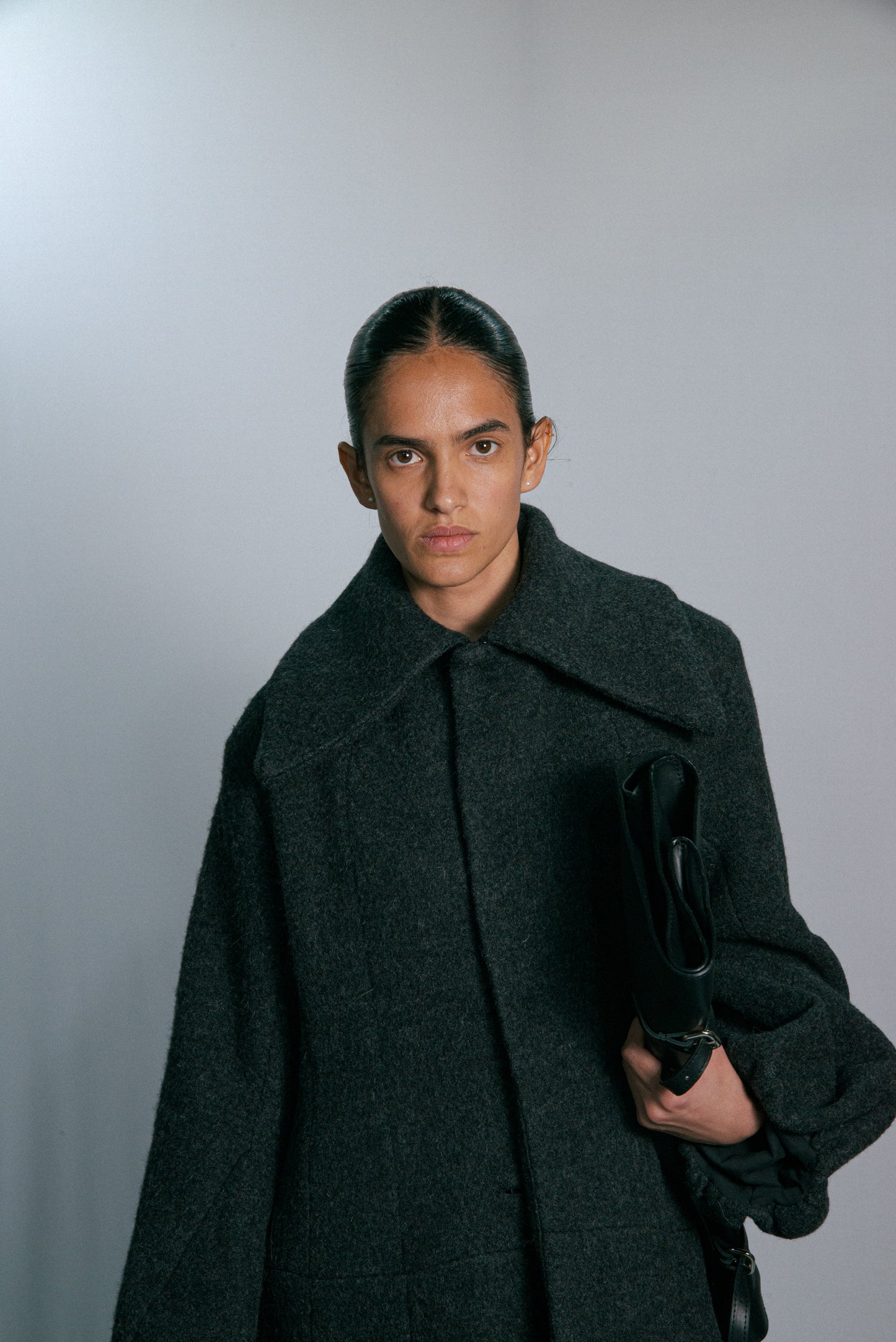 Black Wool Volume Coat