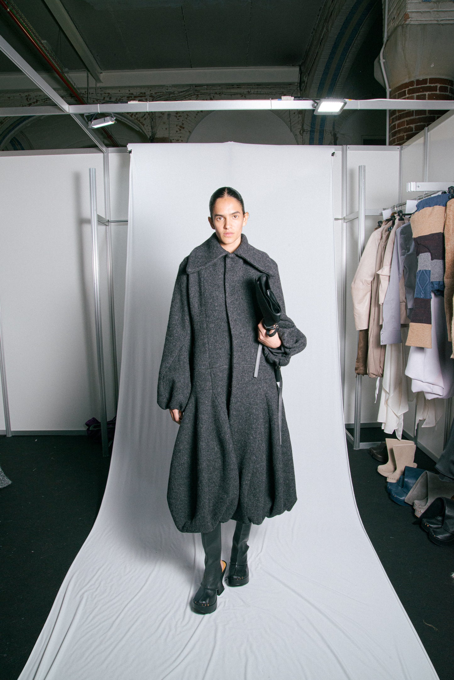 Black Wool Volume Coat