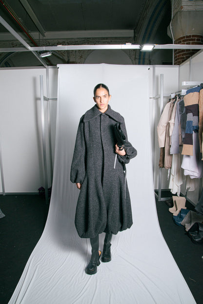 Black Wool Volume Coat