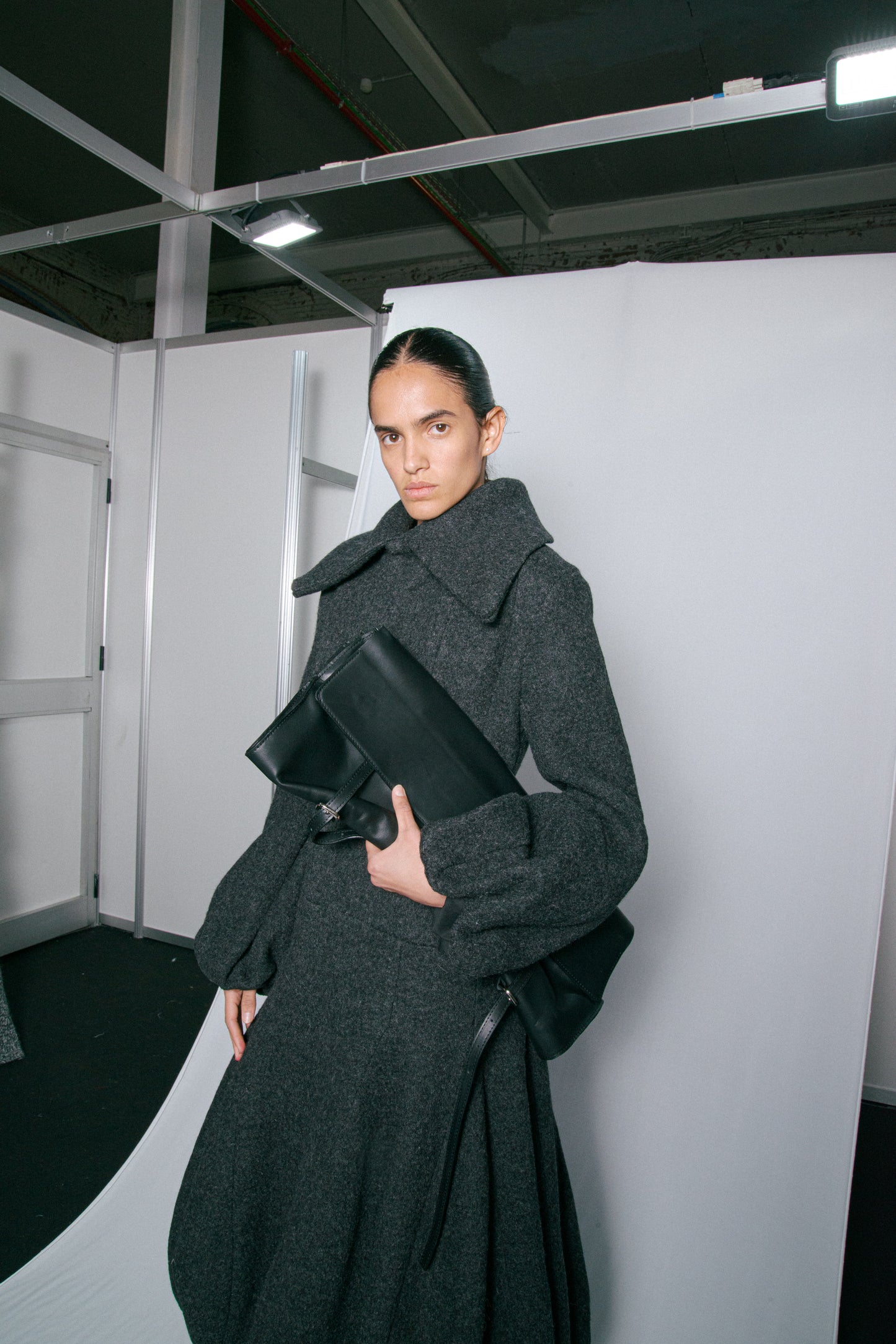 Black Wool Volume Coat