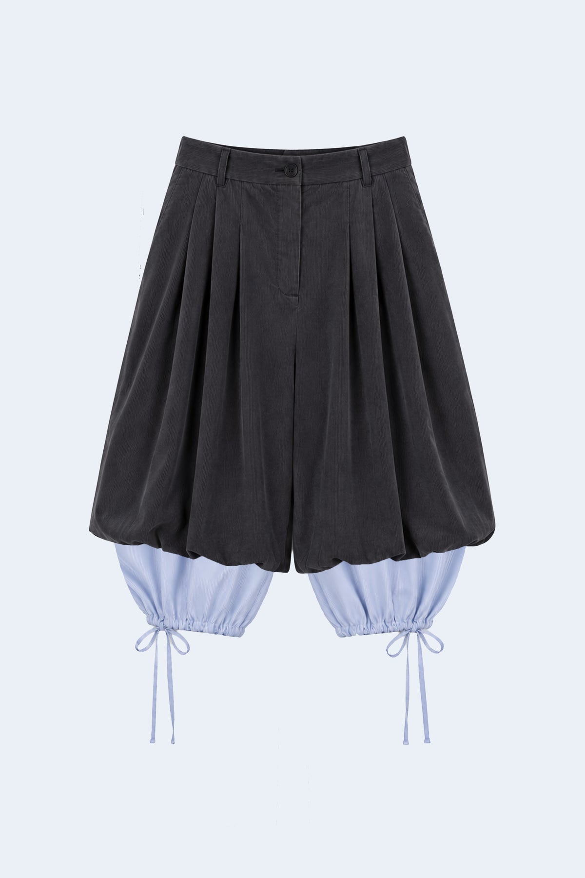 Grey wide-leg corduroy shorts