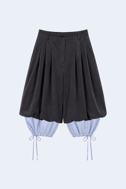 Grey wide-leg corduroy shorts