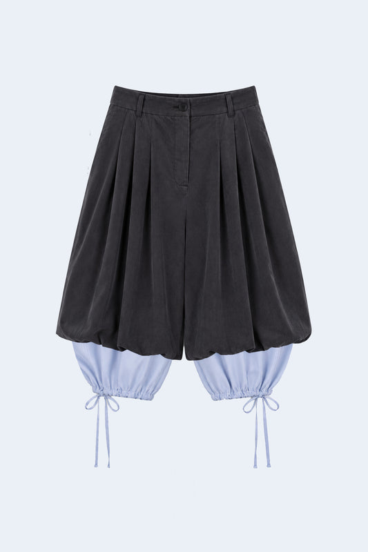 Grey wide-leg corduroy shorts