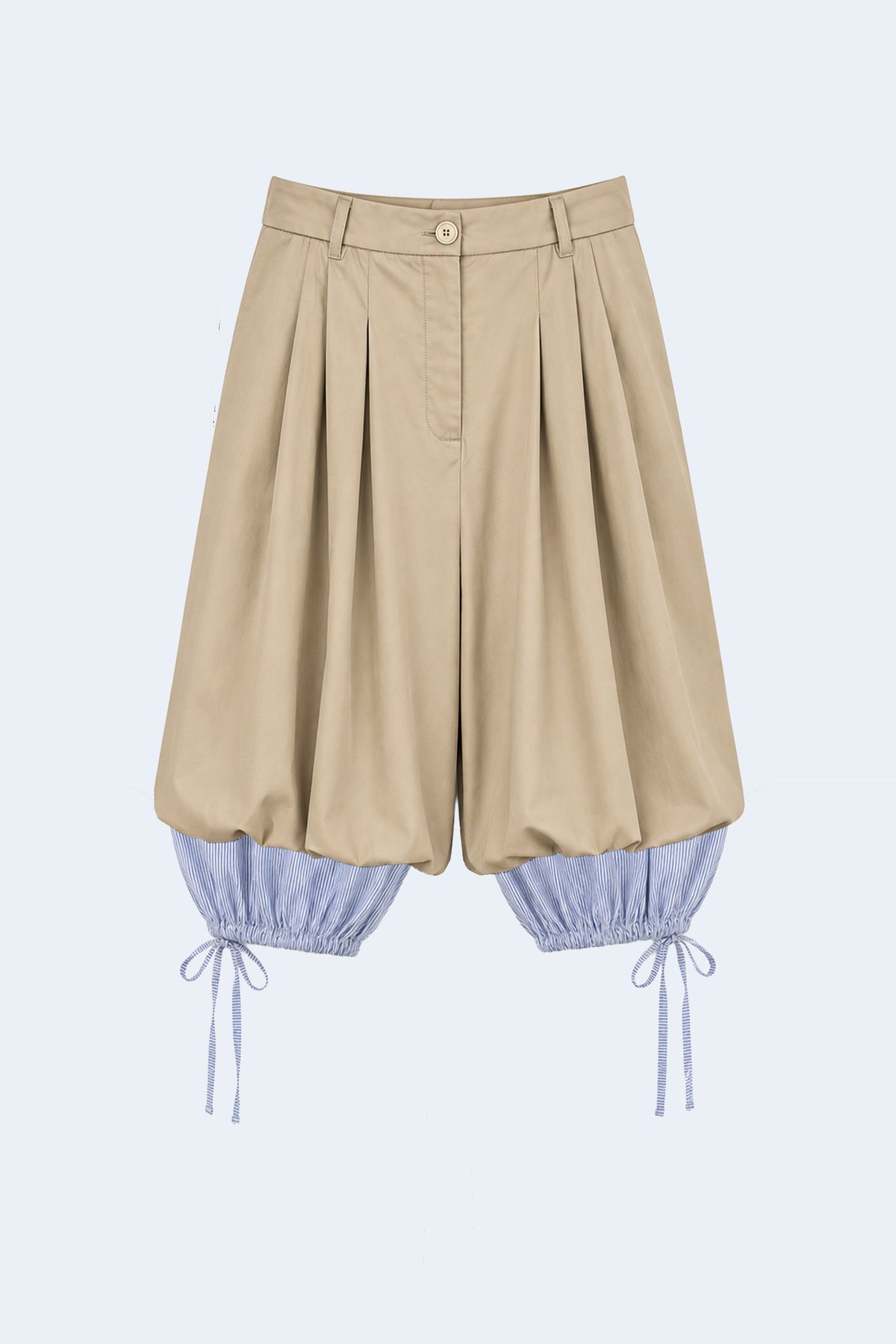 Beige wide-leg corduroy shorts