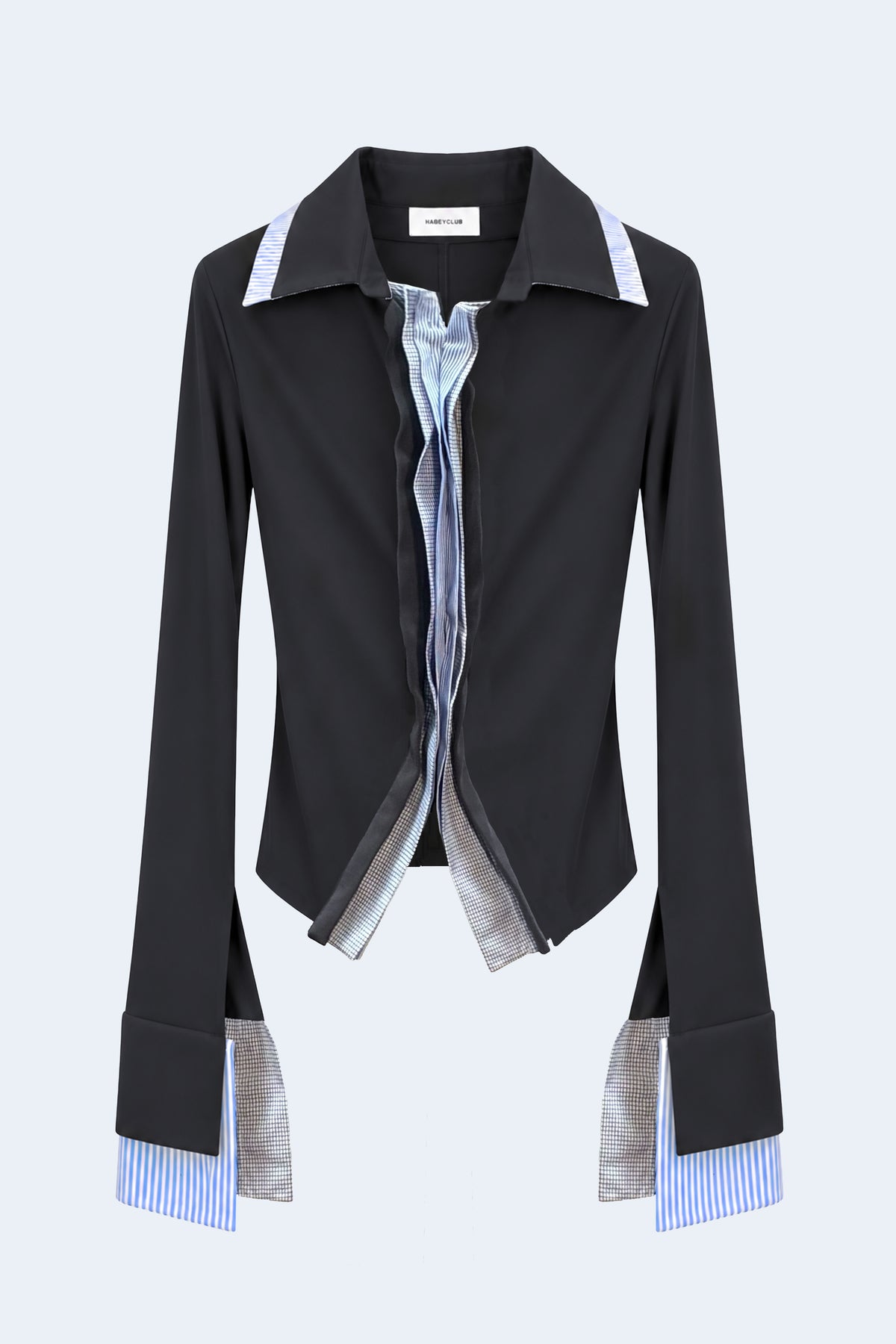 Grey Fitted double-layered knit shirt