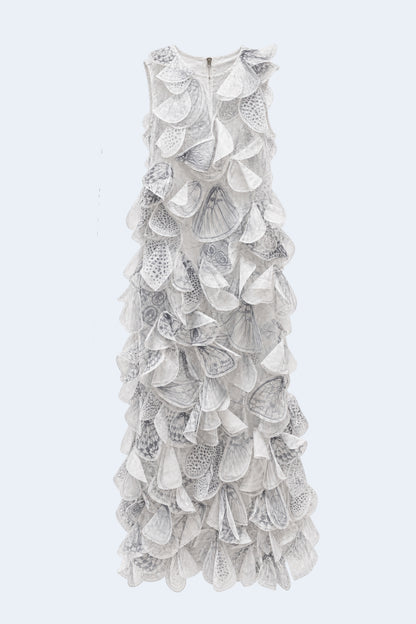 White dress with organza butterflies