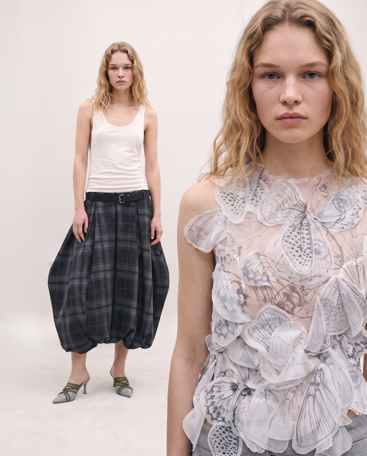 White top with organza butterflies