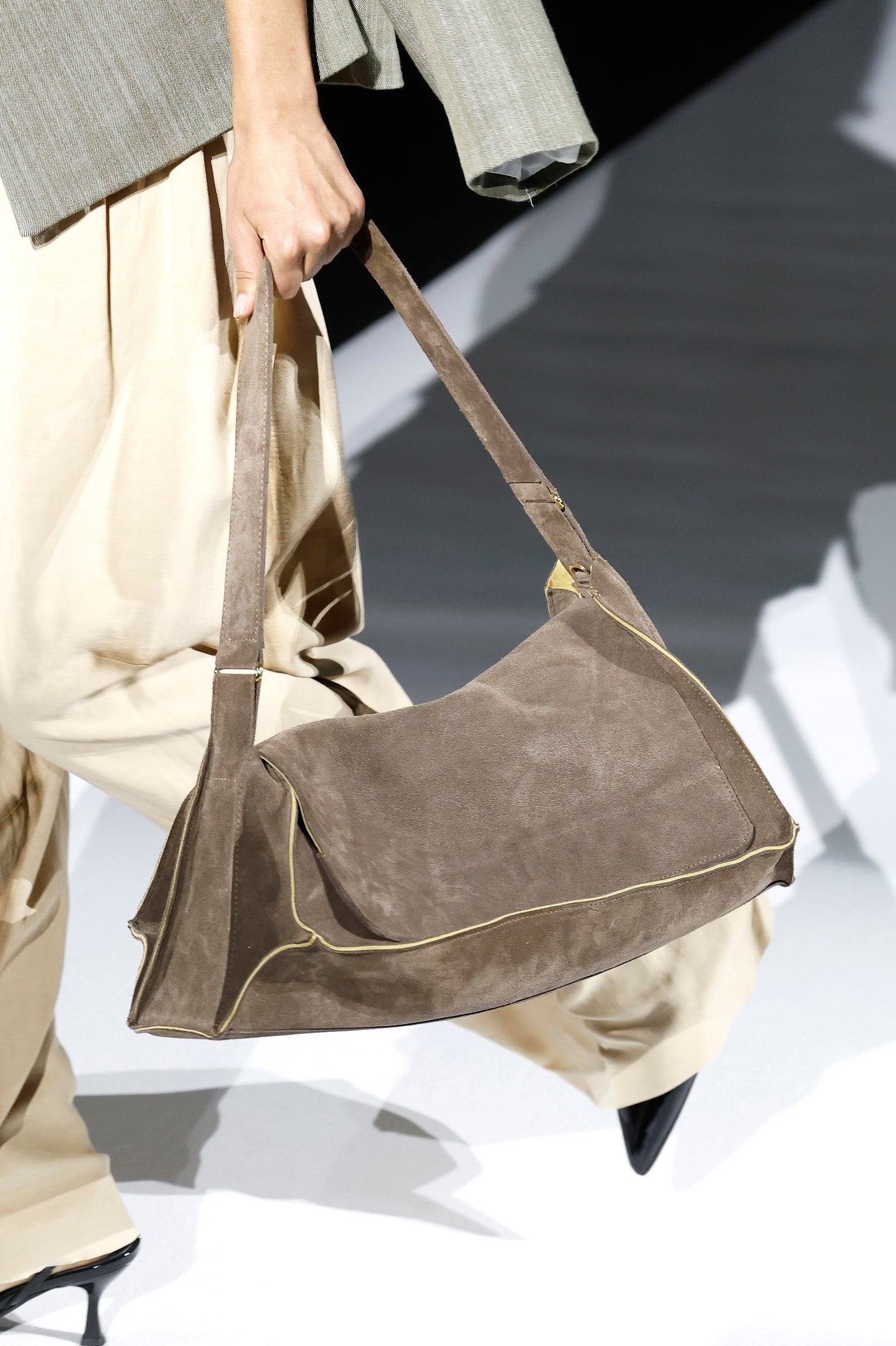 Brown Suede Maxi Crash Bag
