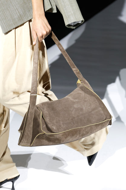 Brown Suede Maxi Crash Bag