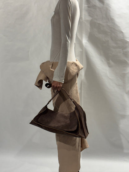 Brown Suede Maxi Crash Bag