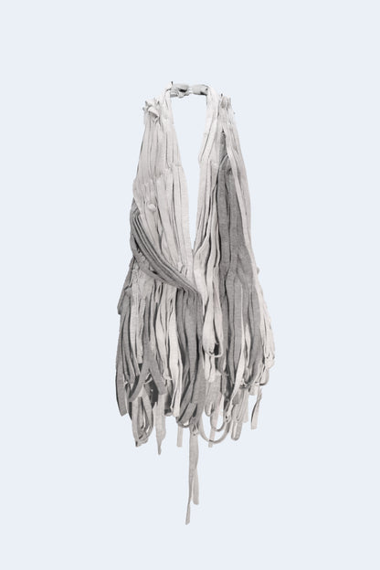 Light Grey Fringes Blouse