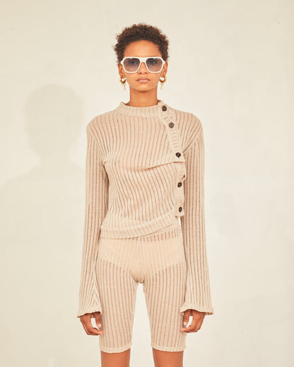 Beige Light Knit Pants