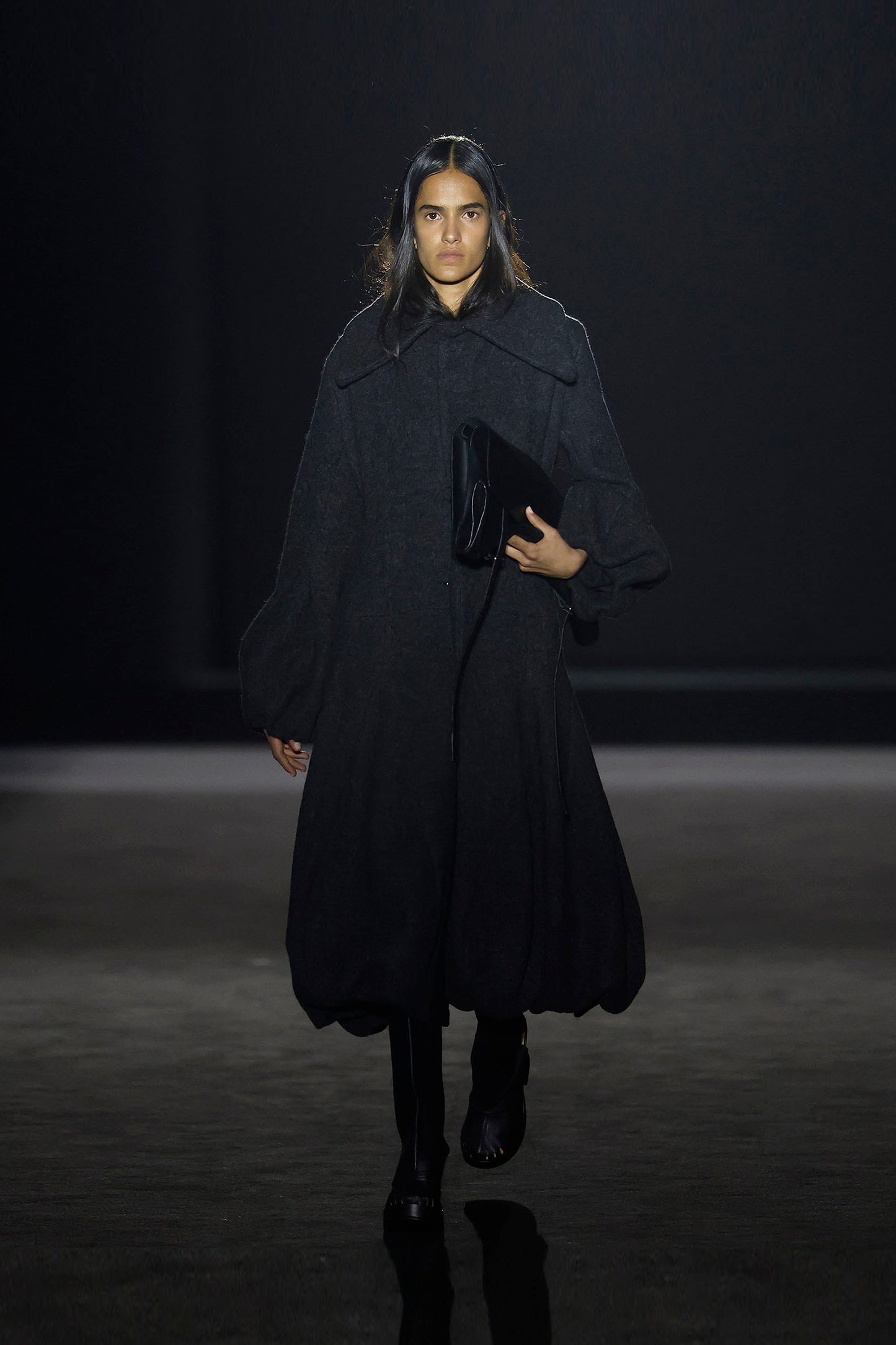 Black Wool Volume Coat