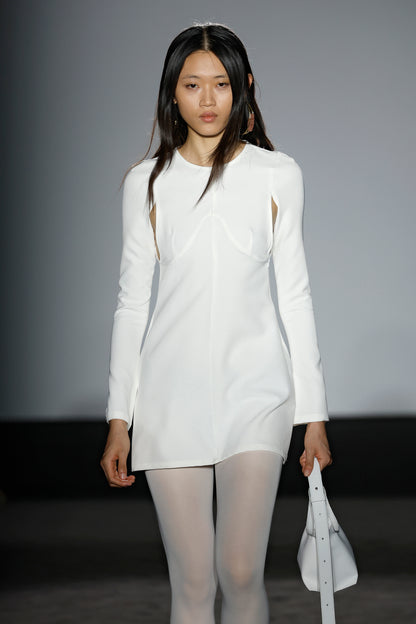 White Mini Dress with Long Sleeves