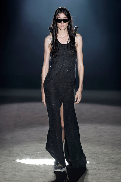 Vestido punto negro lentejuelas