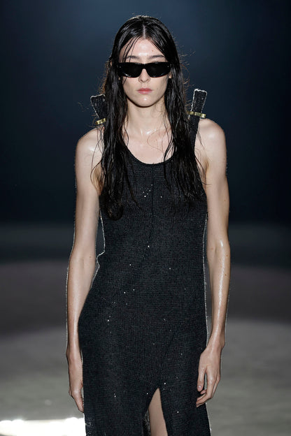 Vestido punto negro lentejuelas