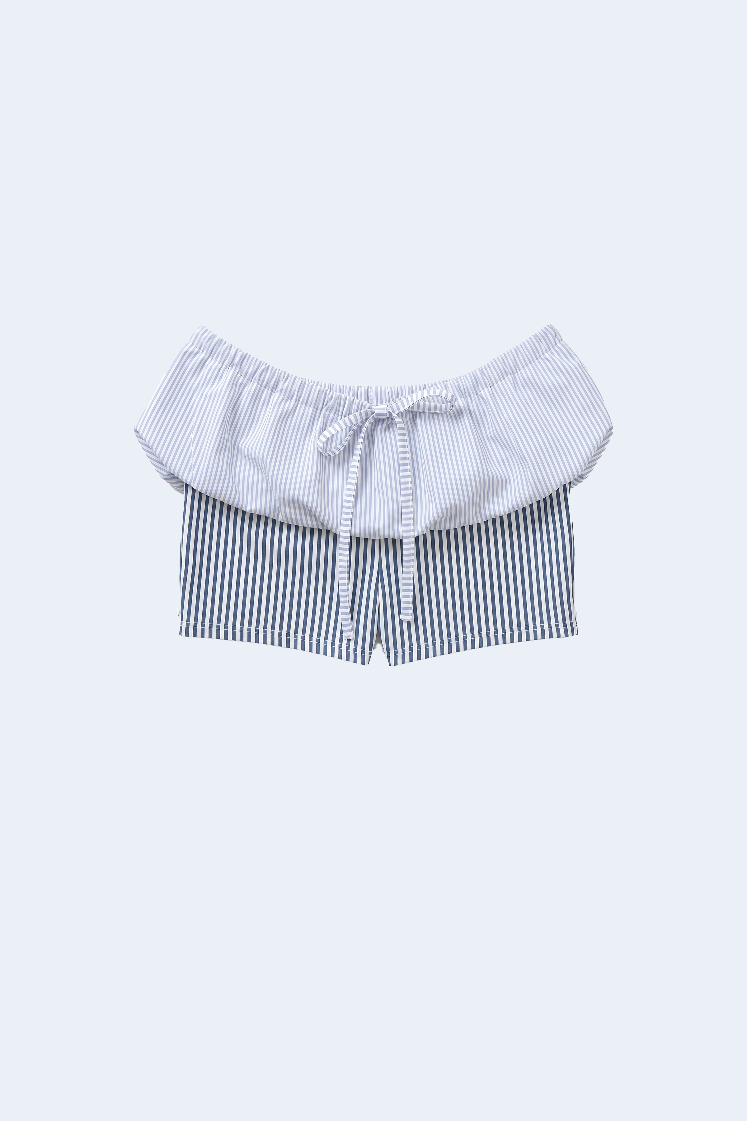 Blue Striped Tul Shorts